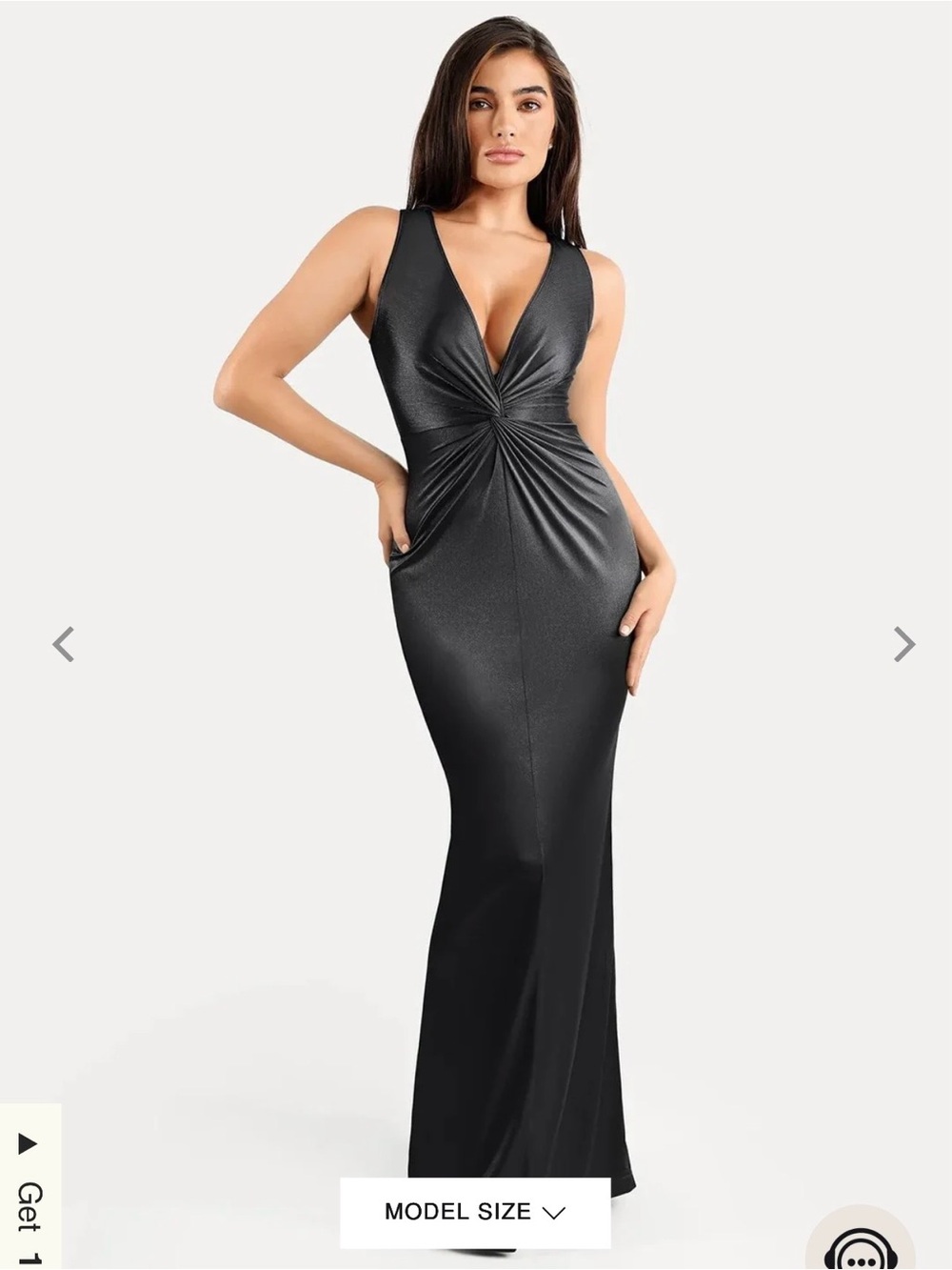 popilush shapewear Shine Deep V-Neck Bias Twist Hourglass Maxi Dress - Picture 1 of 3